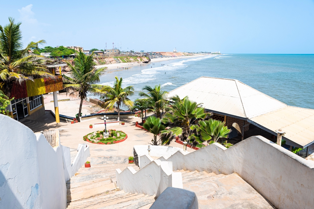 Ghana as one of west African countries to visit. View of the beach and ocean, Accra, Ghana, Africa.