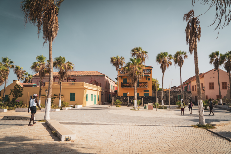 GOREE, SENEGAL as one of west African countries to visit. Colorfull streets of Goree island, Dakar, Senegal.