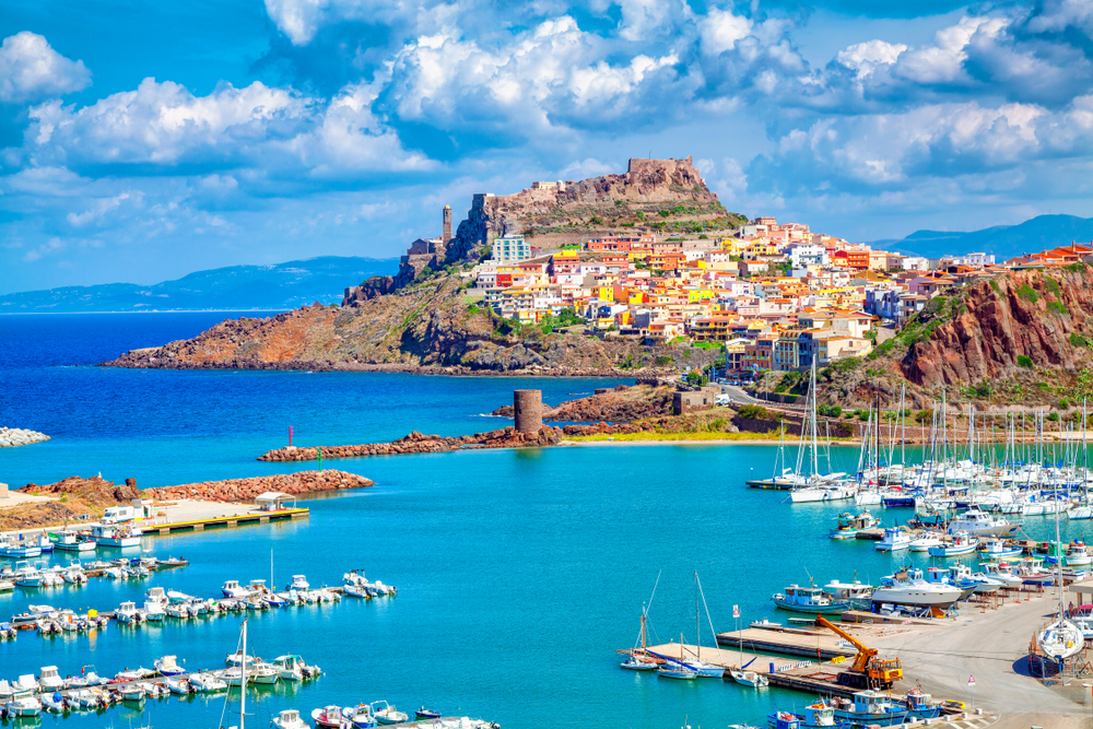 Castelsardo town and port in Sardinia, Province of Sassari, Italy. Beaches and villas in Sardinia. 