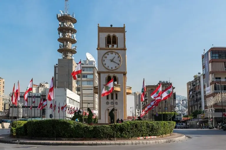 Jdeideh - Lebanon - Septermber 06, 2019 - Jdeideh Municipality with A Clock in the Middle of the Road