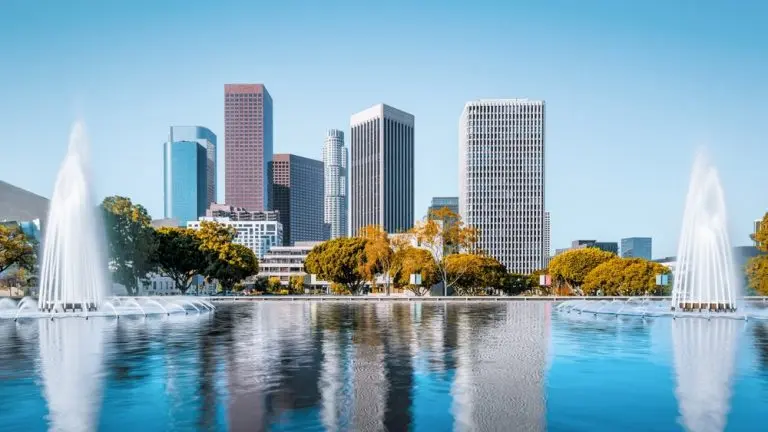 Los Angeles city skyline: opening-match electricity, and beach breaks