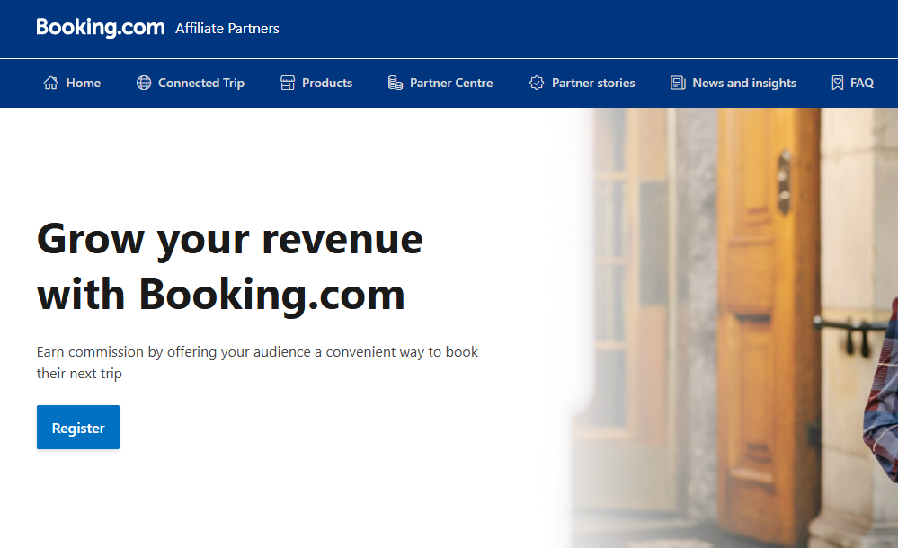 Booking home page screen shooot